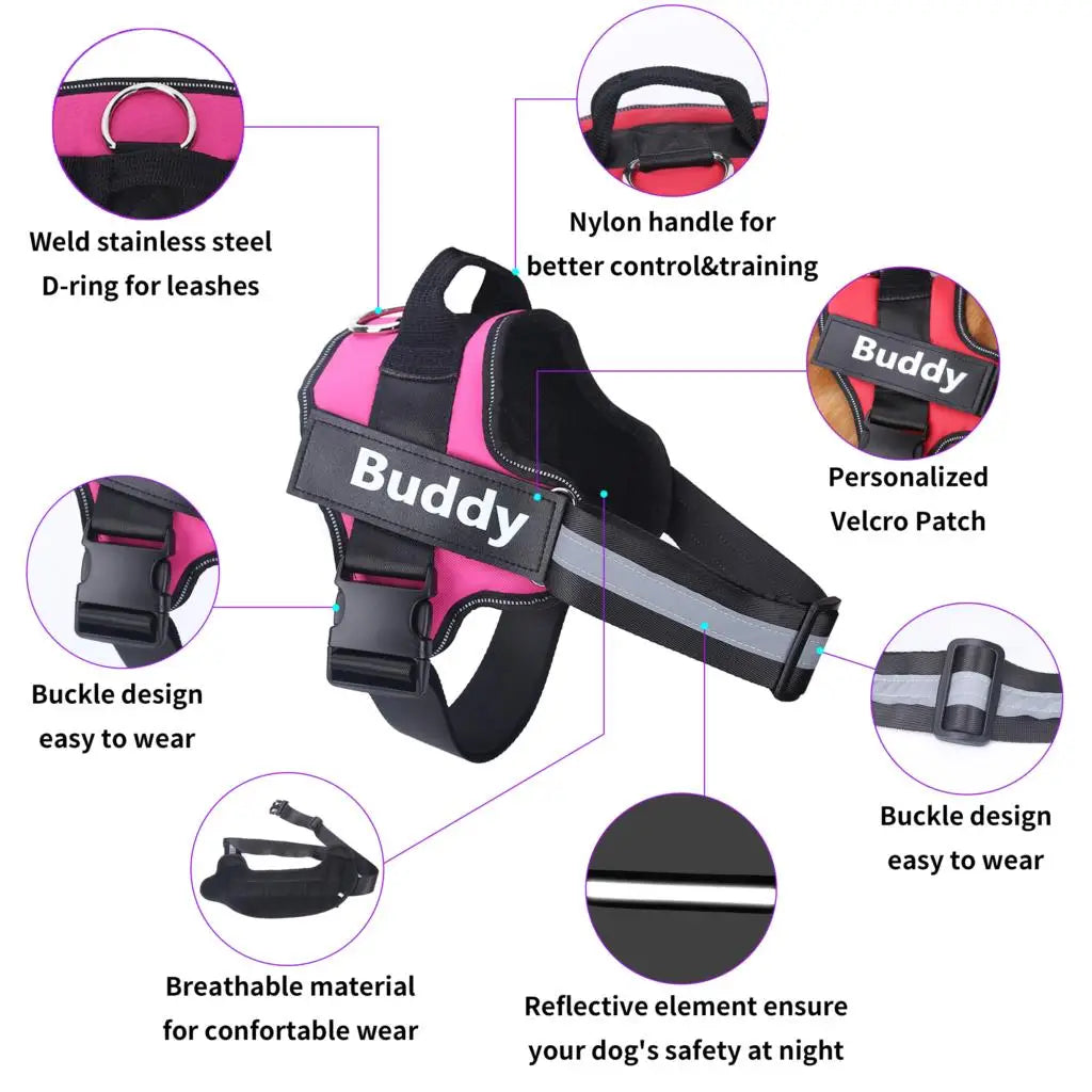 Breathable Pet Harness With Name